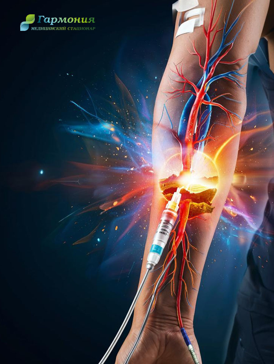 Художественное представление обновления человека: рука с капельницей