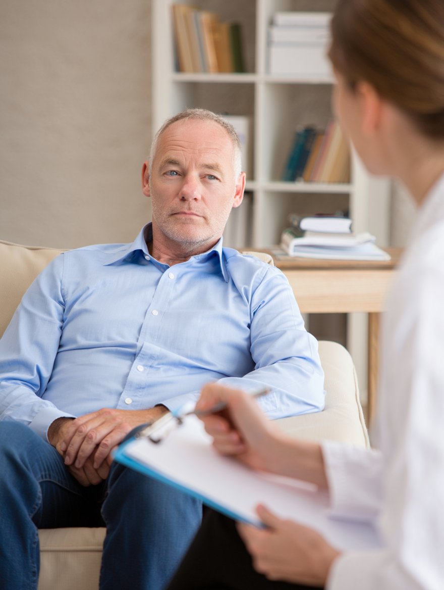 Врач оценивает поведение пациента