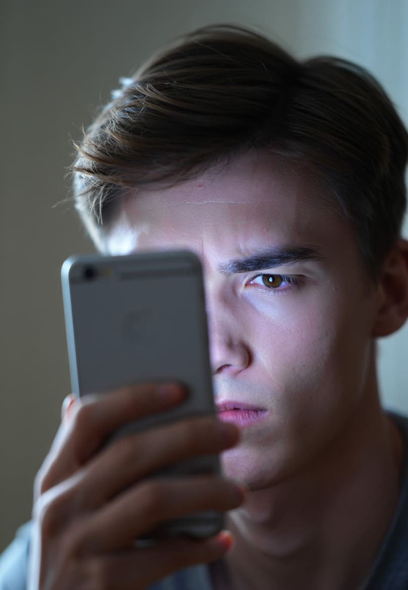 Мужчина смотрит в смартфон